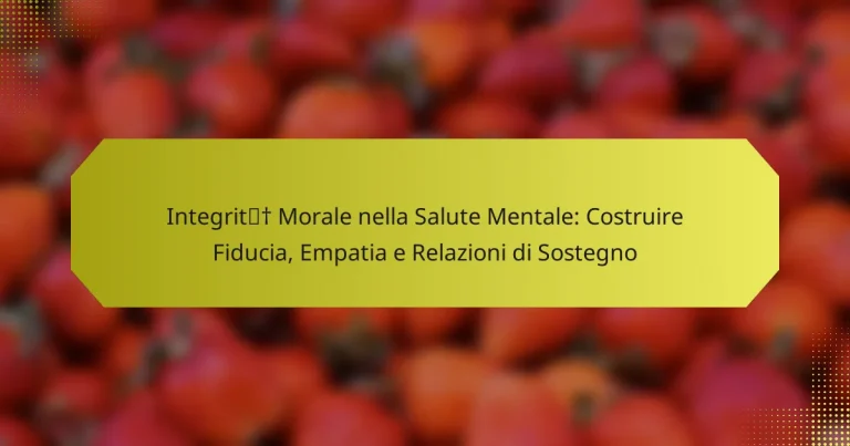 Integrità Morale nella Salute Mentale: Costruire Fiducia, Empatia e Relazioni di Sostegno
