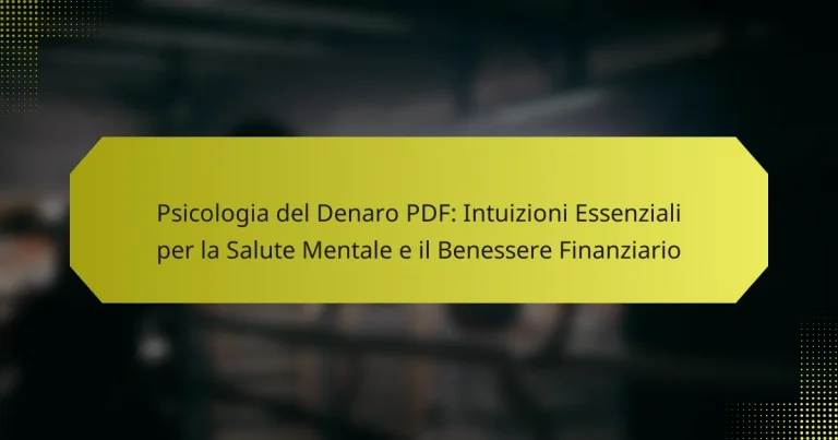 Psicologia del Denaro PDF: Intuizioni Essenziali per la Salute Mentale e il Benessere Finanziario