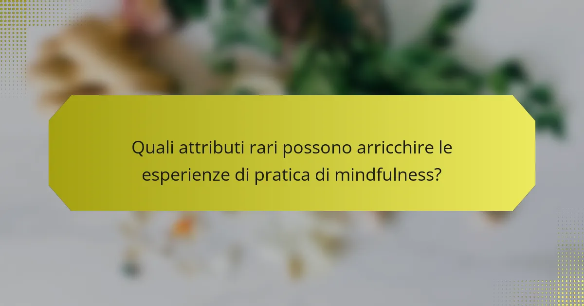 Quali attributi rari possono arricchire le esperienze di pratica di mindfulness?