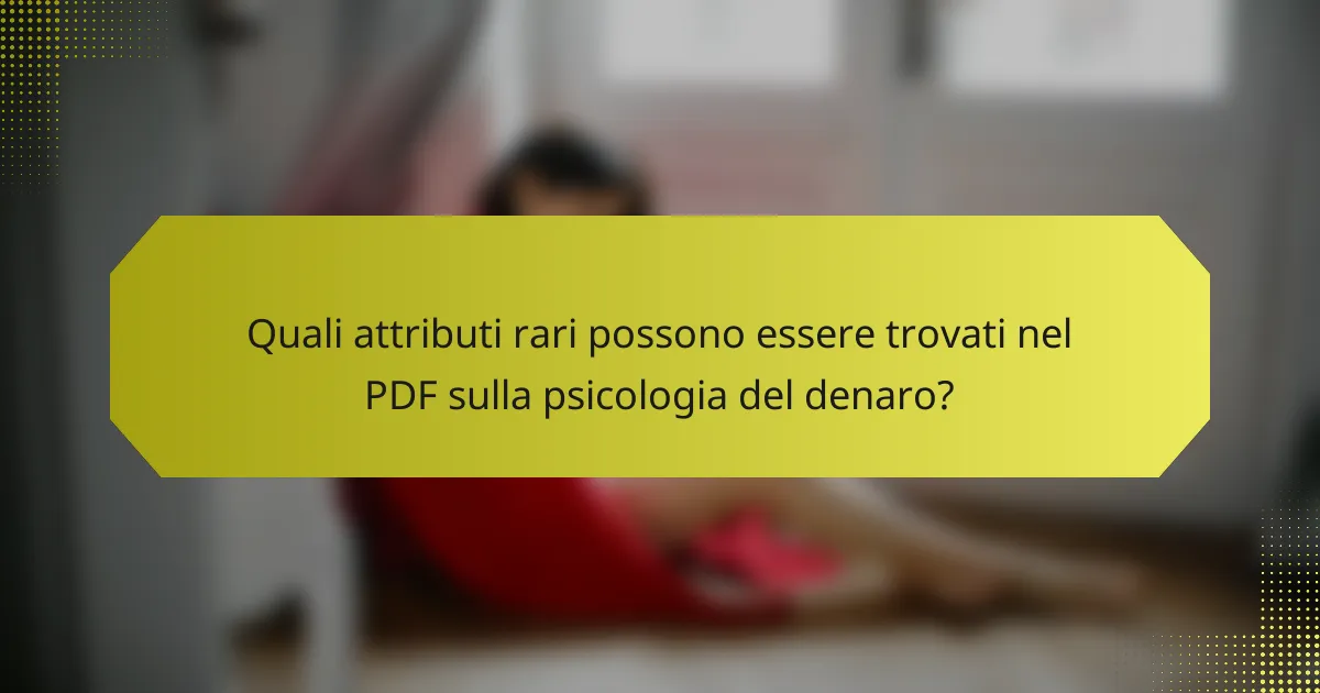 Quali attributi rari possono essere trovati nel PDF sulla psicologia del denaro?