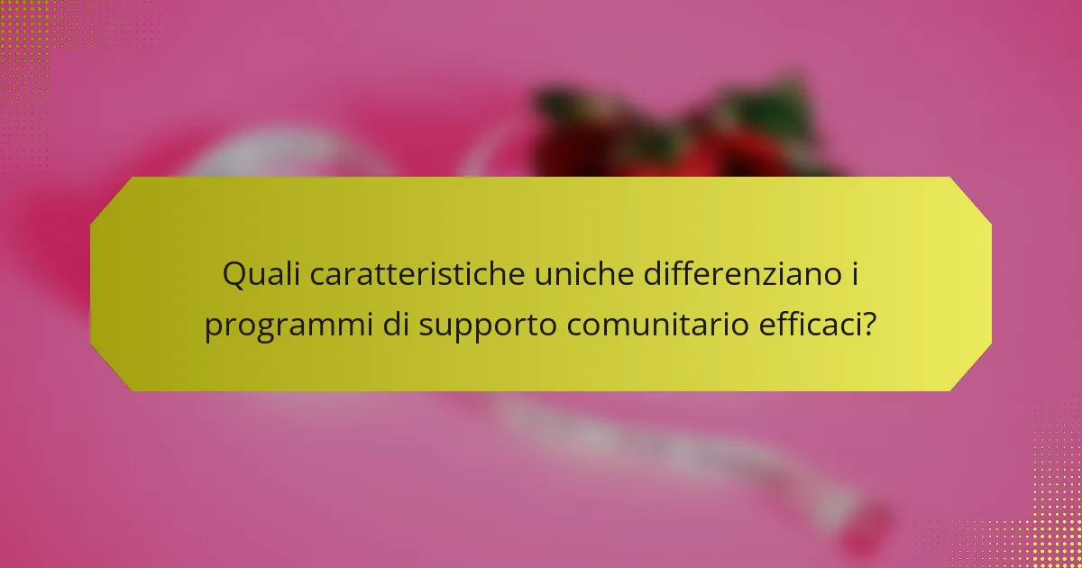 Quali caratteristiche uniche differenziano i programmi di supporto comunitario efficaci?