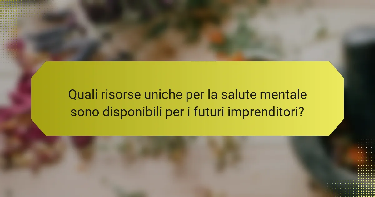 Quali risorse uniche per la salute mentale sono disponibili per i futuri imprenditori?