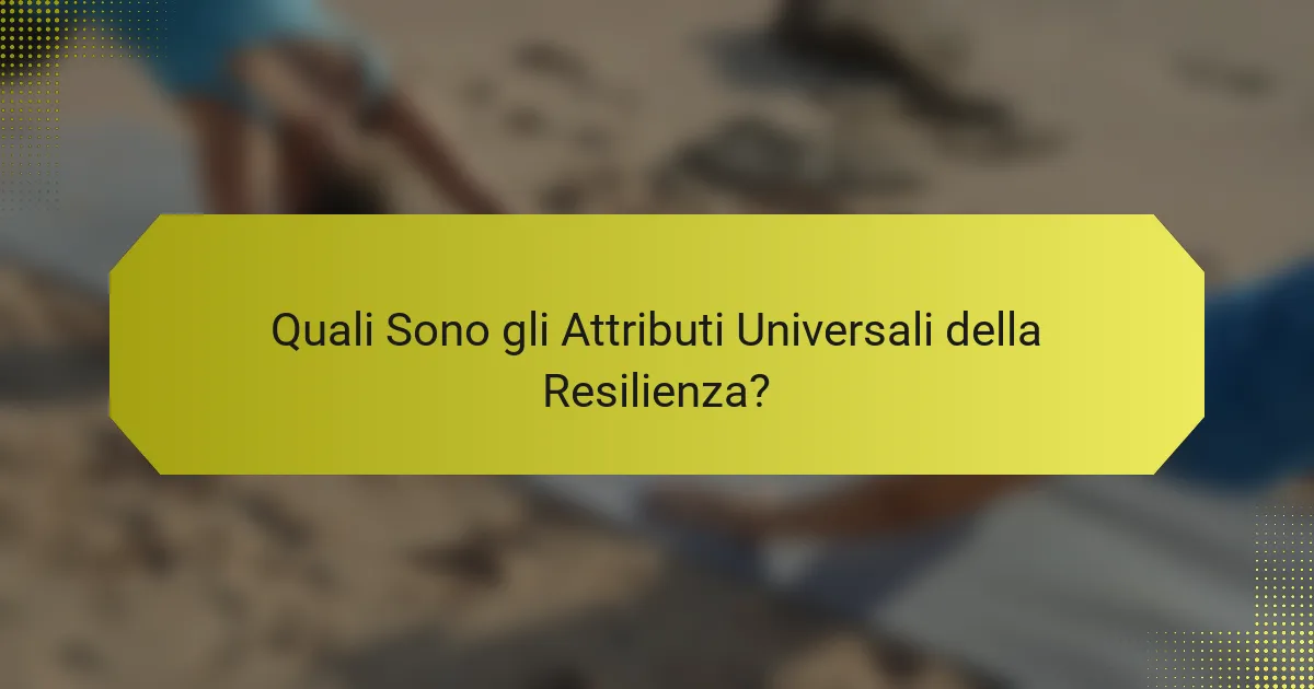 Quali Sono gli Attributi Universali della Resilienza?
