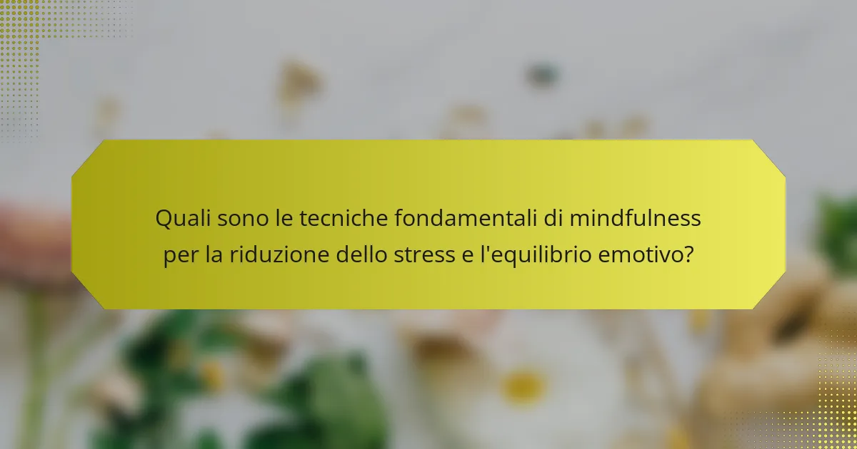 Quali sono le tecniche fondamentali di mindfulness per la riduzione dello stress e l'equilibrio emotivo?
